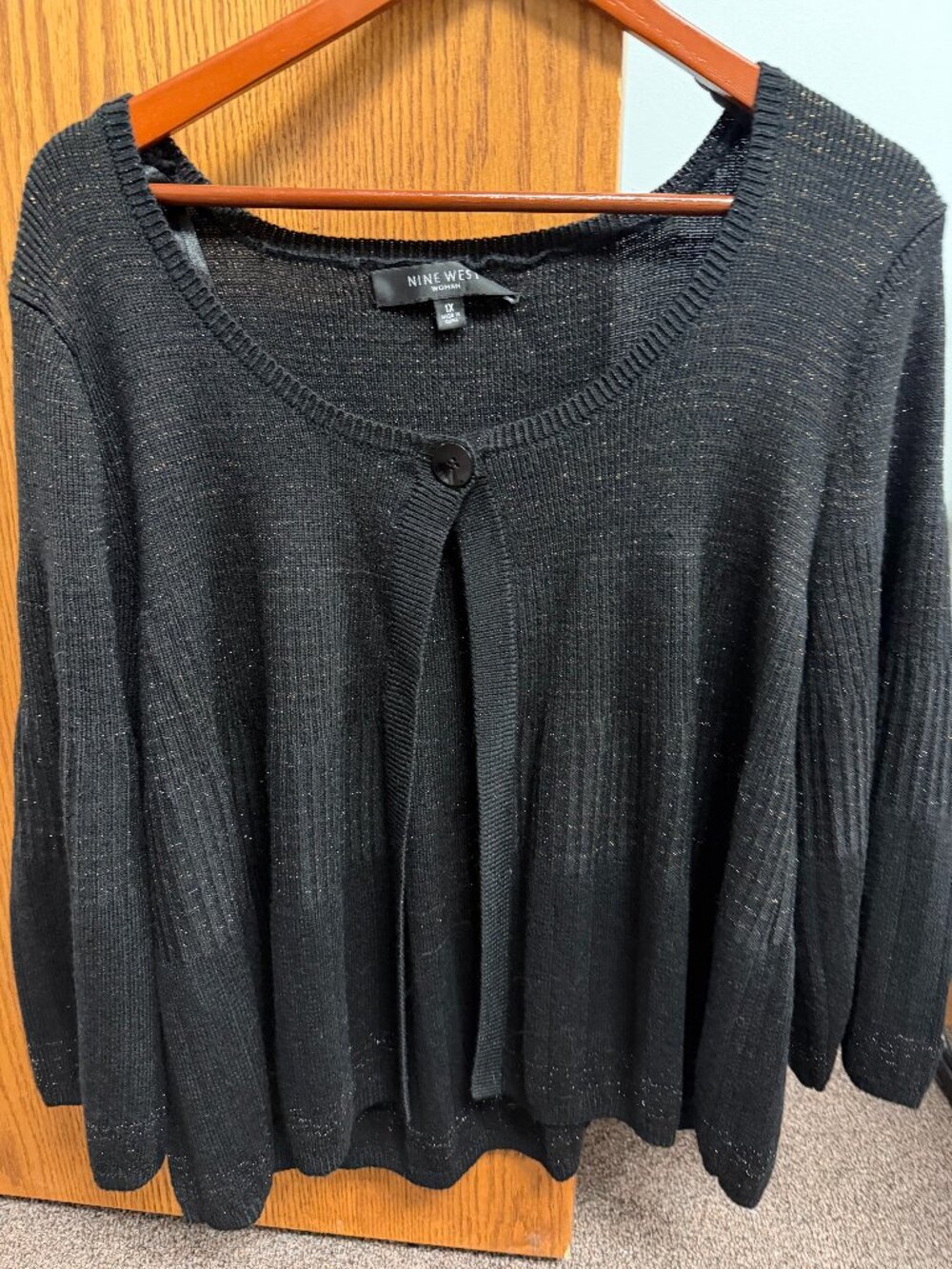 Nine West Black Cardigan w/ Sparkly Gold Accents